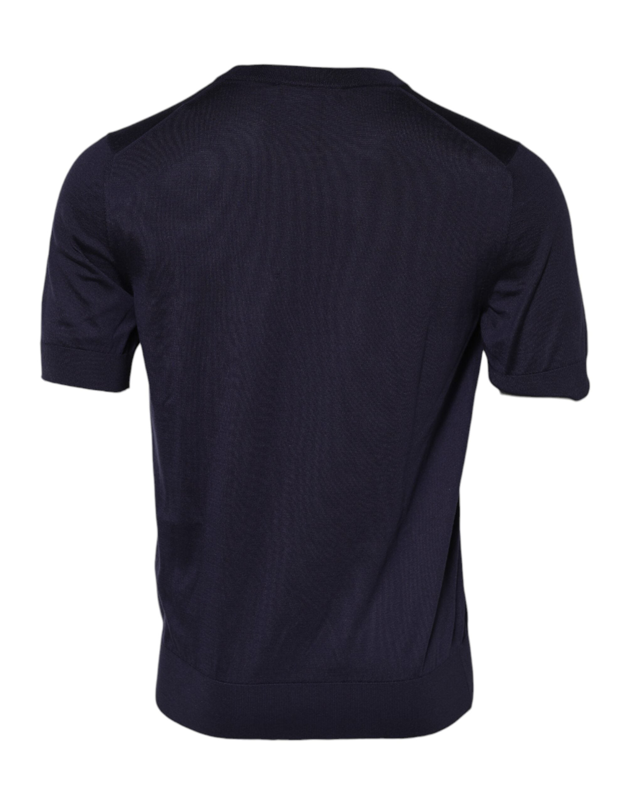 Dolce & Gabbana Dark Blue Silk Crew Neck Short Sleeves Men's T-shirt (Pre-Owned)