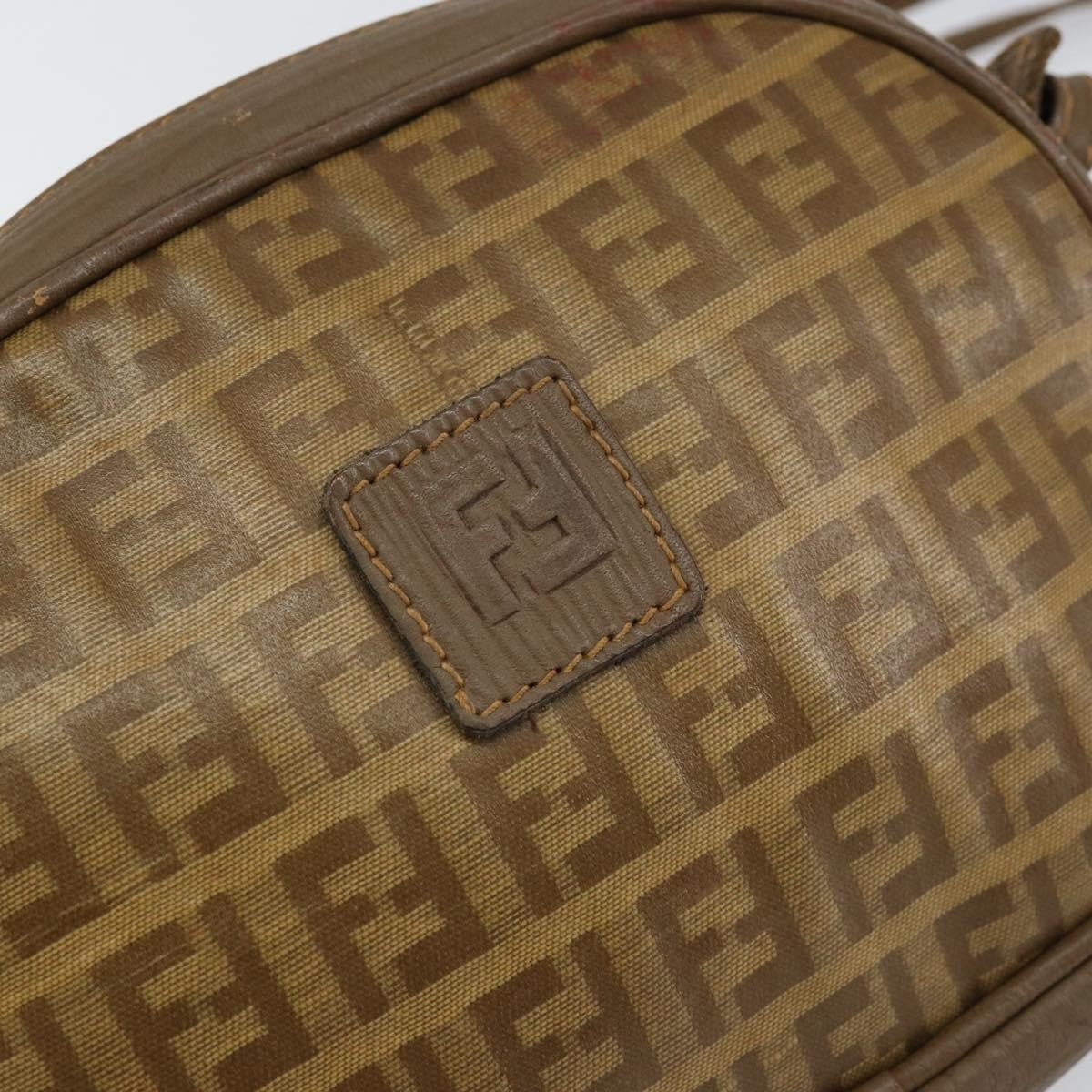 Fendi Zucchino Canvas Beige Canvas Shoulder Bag Bag (Pre-Owned)