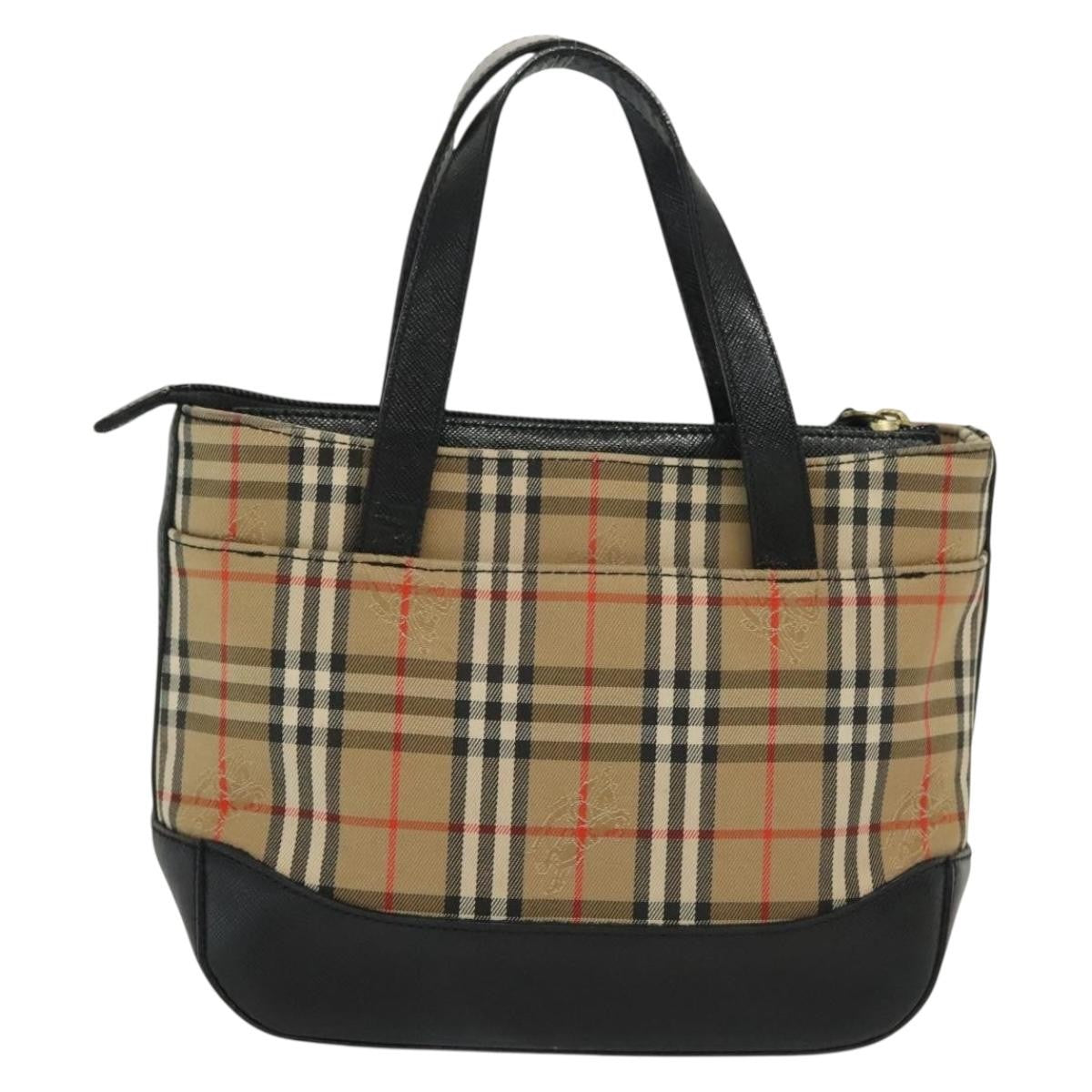 Burberry Nova Check Pattern Beige Canvas Bag (Pre-Owned)
