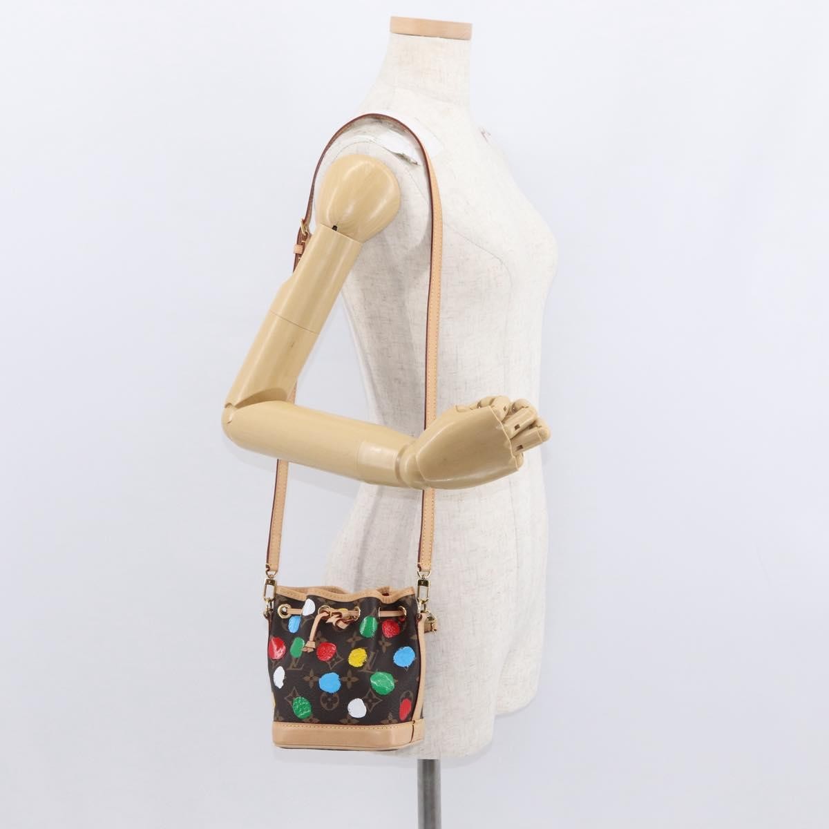 Louis Vuitton Noe Yayoi Kusama Painted Dots Monogram Canvas Brown Canvas Handbag (Pre-Owned)