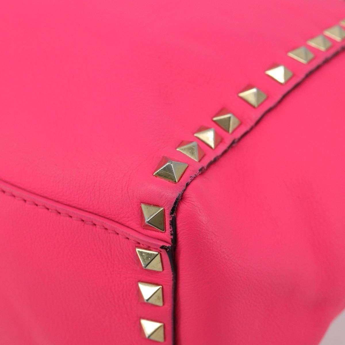 Valentino Garavani Rockstud Tote Soft Leather Pink Leather Tote Bag Bag (Pre-Owned)