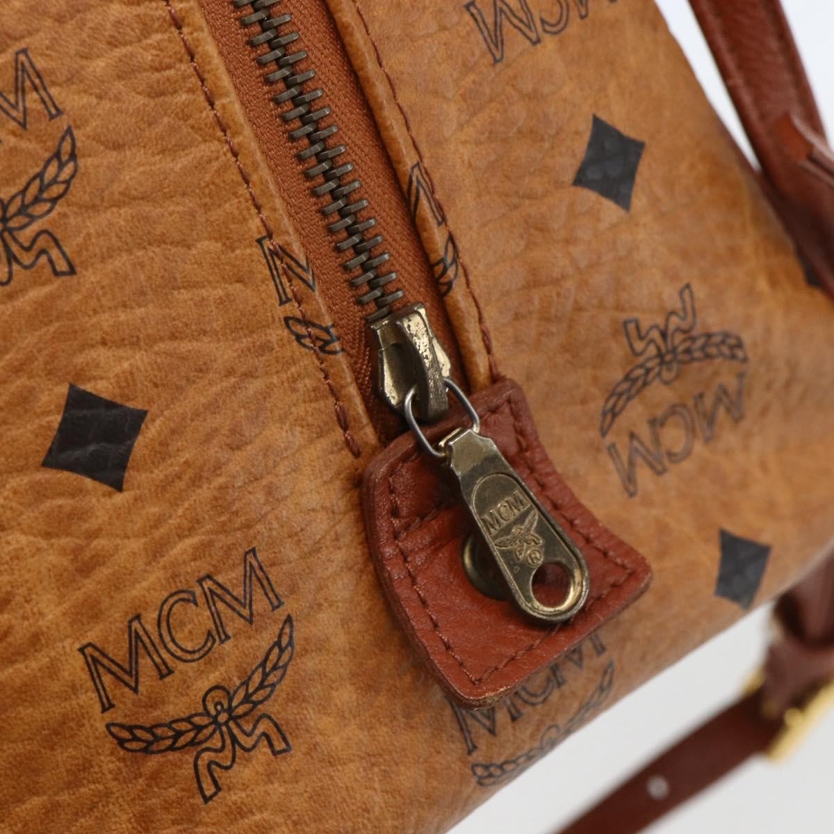 MCM Visetos Logogramme Canvas And Leather Brown Canvas Handbag (Pre-Owned)