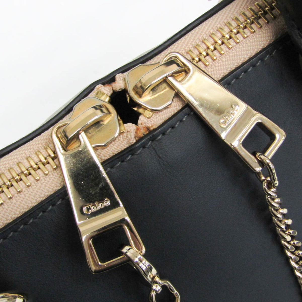 Chloe Bicolor Baylee Satchel Leather Gray Leather Handbag (Pre-Owned)