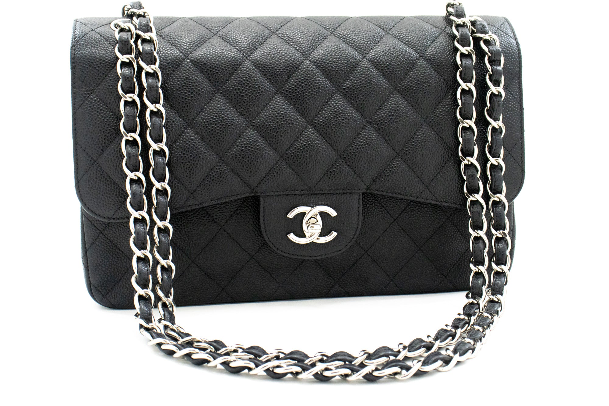 Pre-owned Chanel Black Quilted Leather Jumbo Classic Single Flap Bag