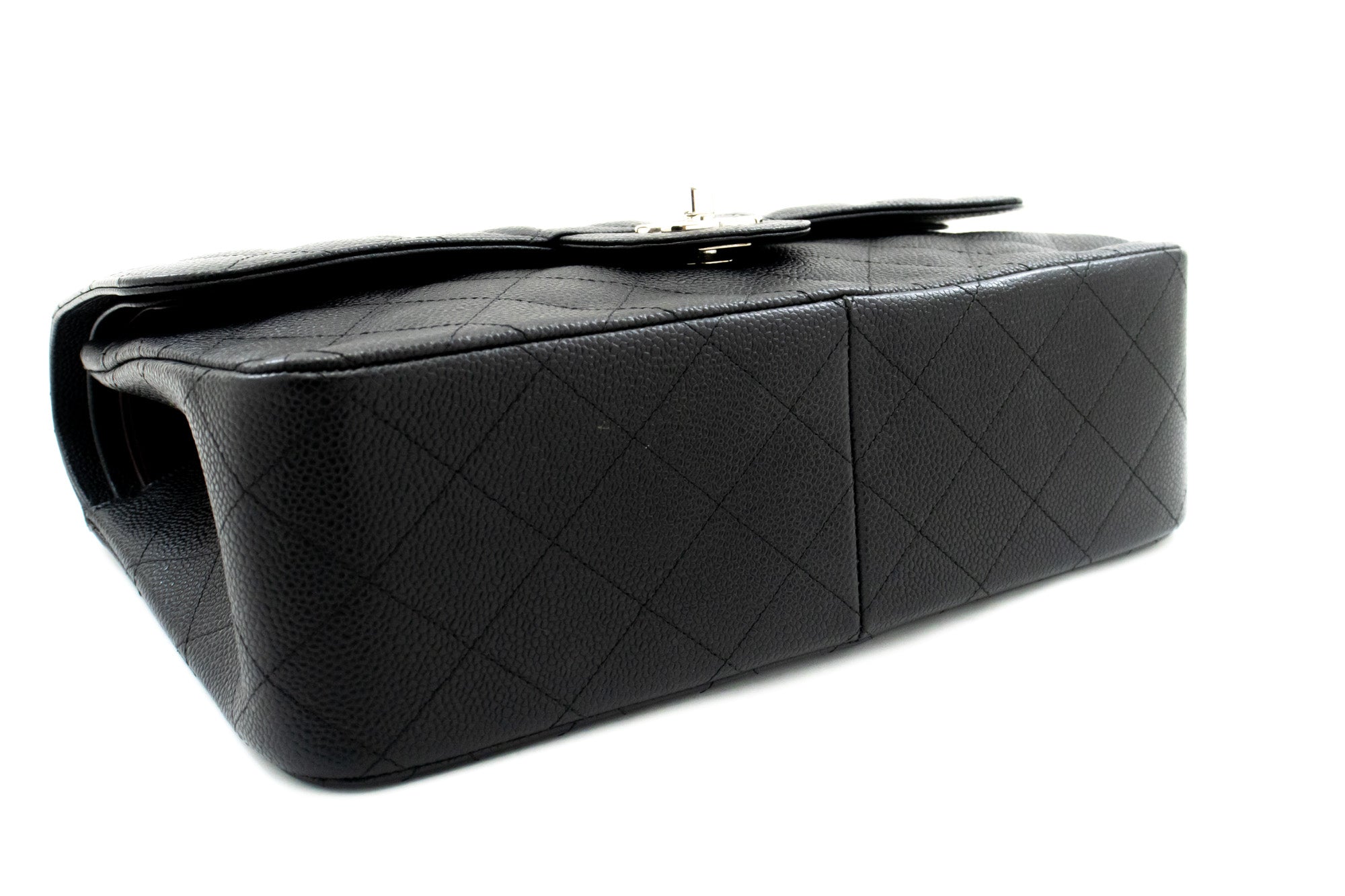 Chanel Double Flap Black Leather Shoulder Bag (Pre-Owned)
