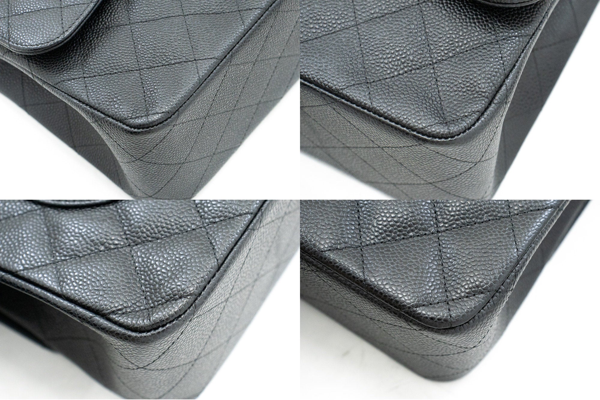 Chanel Double Flap Black Leather Shoulder Bag (Pre-Owned)
