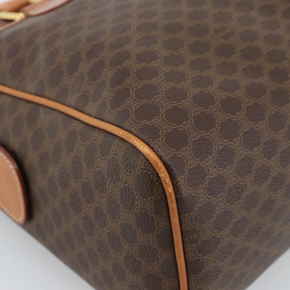 Celine Vintage Macadam Boston Canvas Brown Canvas Handbag (Pre-Owned)