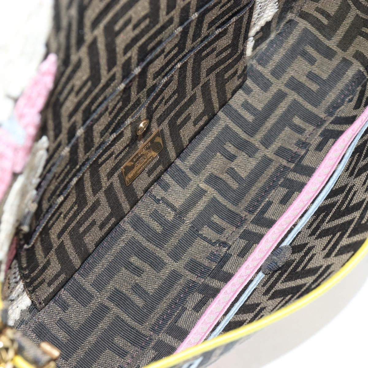 Fendi Mamma Baguette Zucca Jacquard Velvet Multicolour Canvas Shoulder Bag Bag (Pre-Owned)