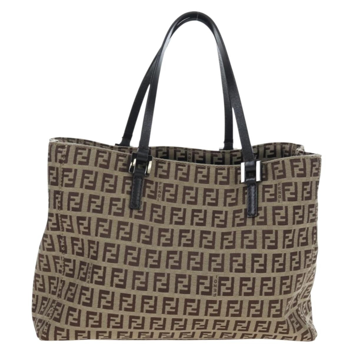 Fendi Vintage Shopping Tote Zucchino Canvas Beige Canvas Shoulder Bag Bag (Pre-Owned)
