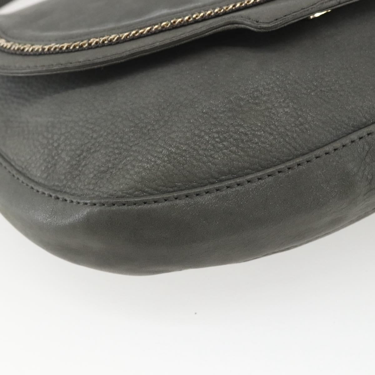 Fendi Shoulder Leather Gray Leather Shoulder Bag Bag (Pre-Owned)