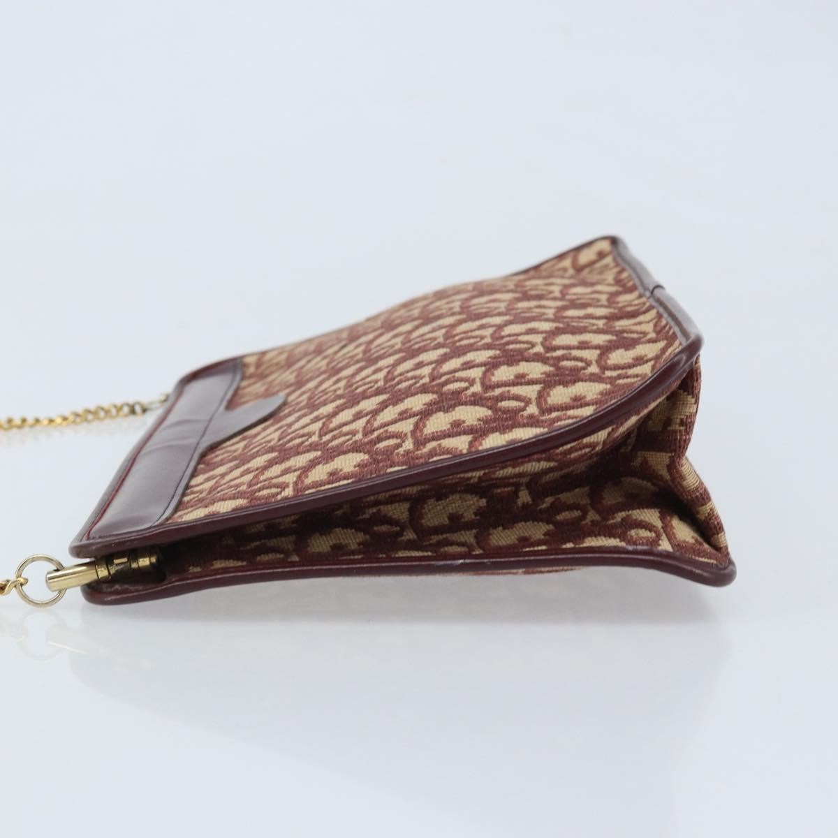 Christian Dior Vintage Trotteur Chain Canvas Red Canvas Shoulder Bag Bag (Pre-Owned)