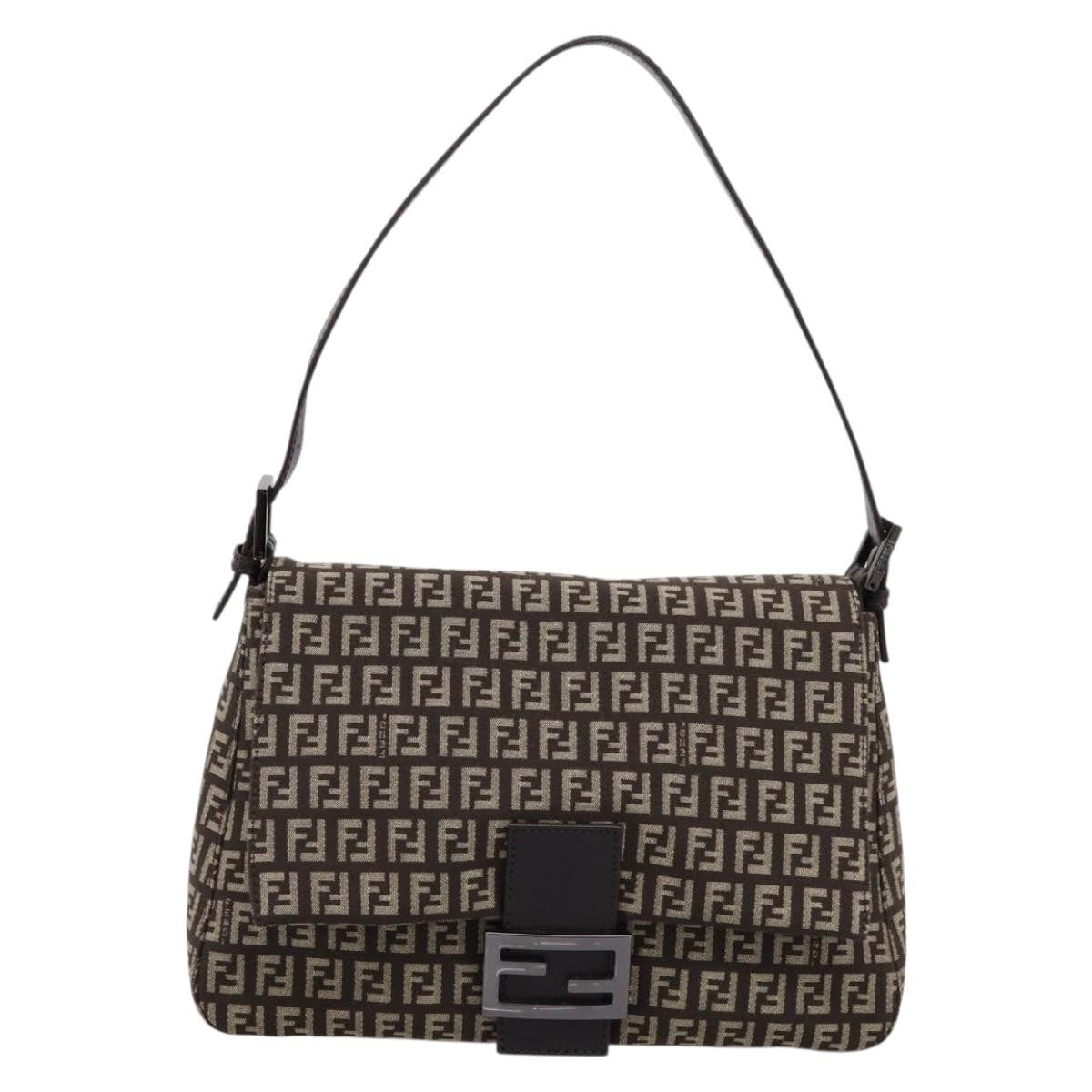 Fendi Mamma Baguette Zucchino Canvas Brown Canvas Shoulder Bag Bag (Pre-Owned)