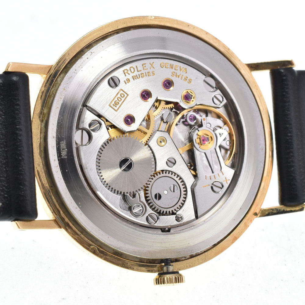 Rolex Cellini Round Quartz Yellow Gold And Alligator Watch (Pre-Owned)