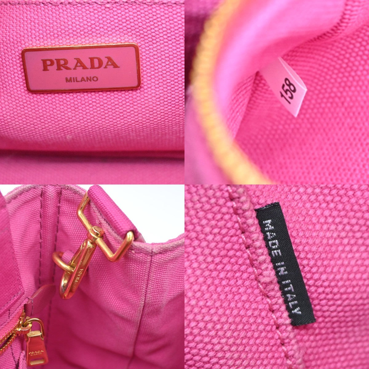 Prada Canapa Open Tote Canvas Pink Canvas Tote Bag Bag (Pre-Owned)
