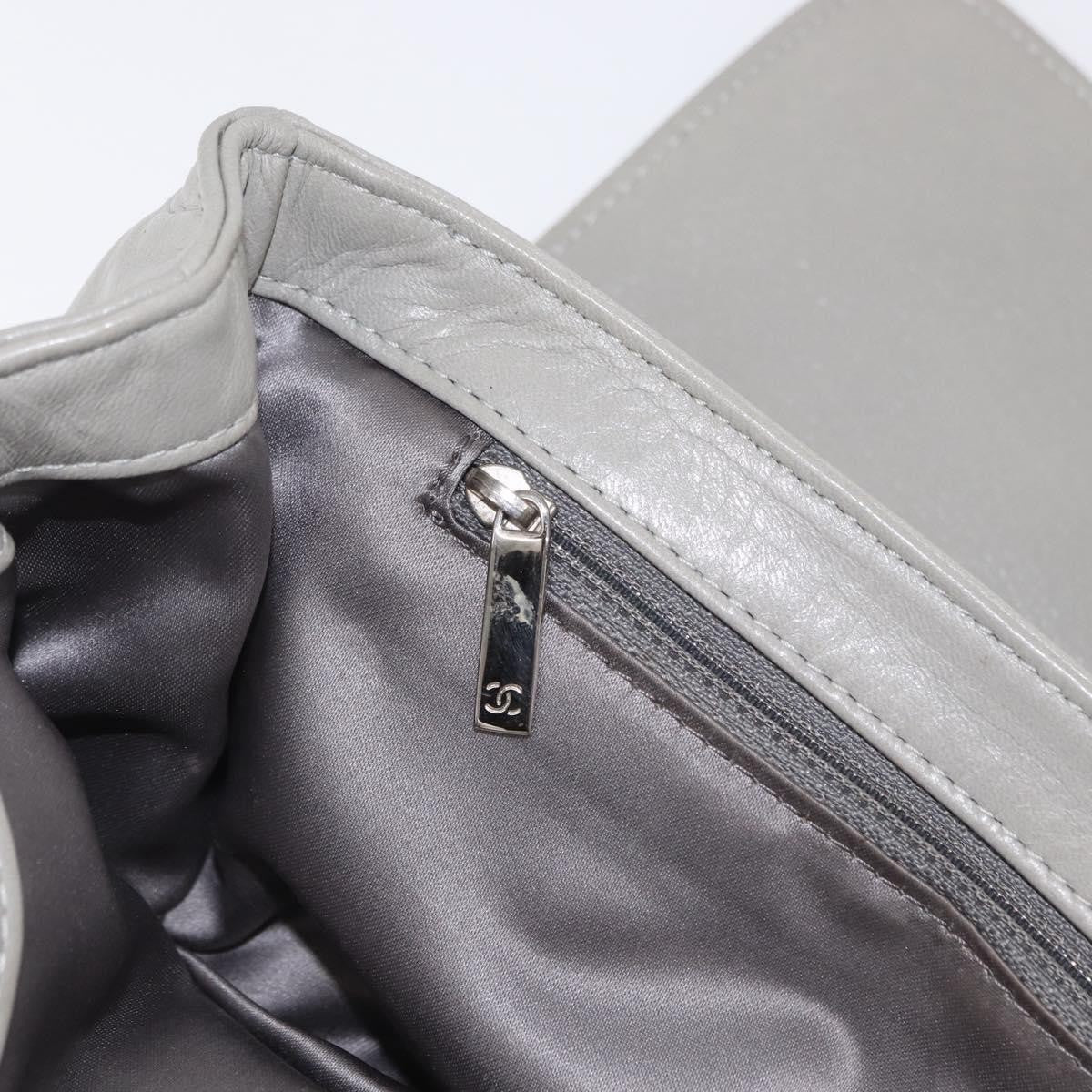 Chanel Mademoiselle Lock Flap Quilted Lambskin Gray Leather Shoulder Bag Bag (Pre-Owned)