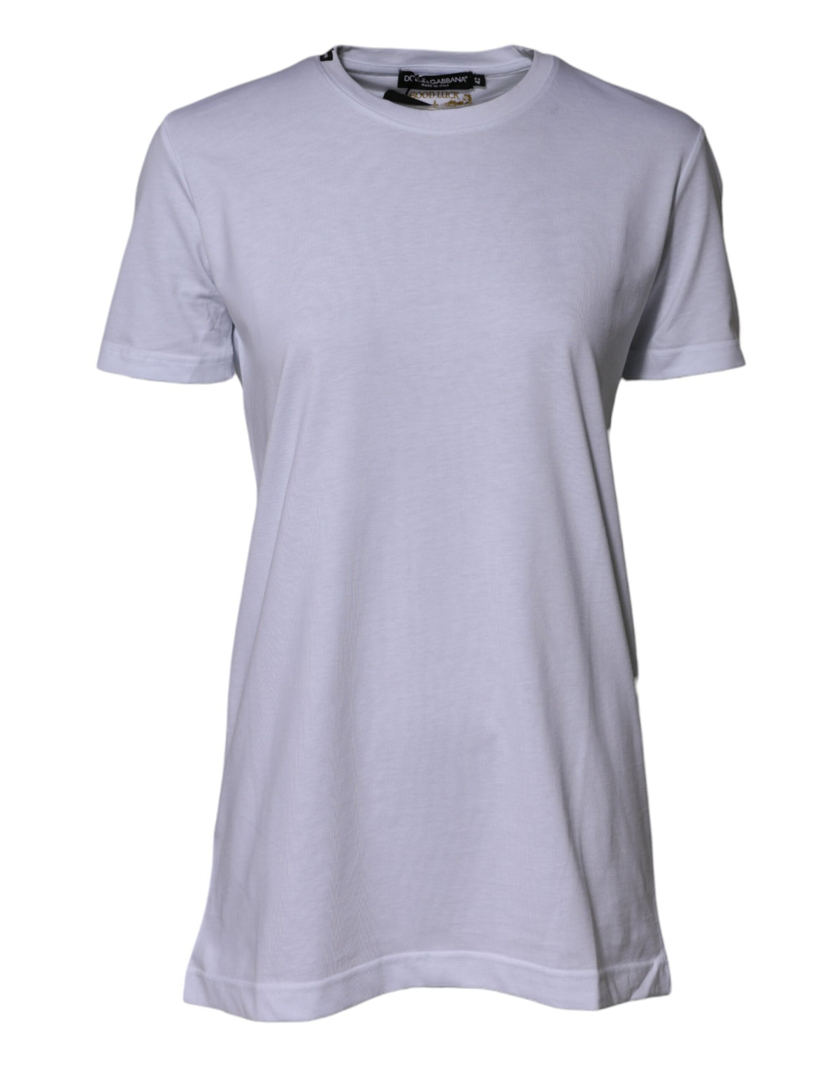 Dolce & Gabbana White Cotton Goodluck 2023 Crew Neck Women's T-shirt