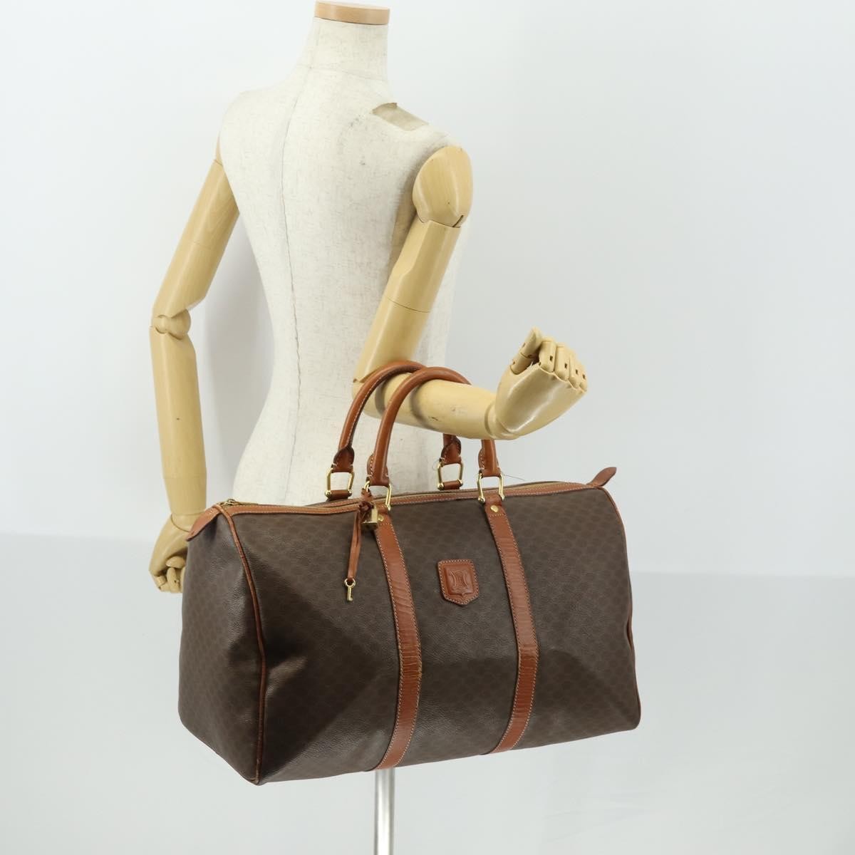 Celine Vintage Macadam Boston Canvas Brown Pvc Travel Bag Bag (Pre-Owned)