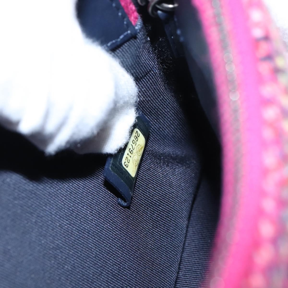 Chanel Gabrielle Double Zip Clutch With Chain Quilted Tweed Pink Tweed Clutche & Pouche Bag (Pre-Owned)