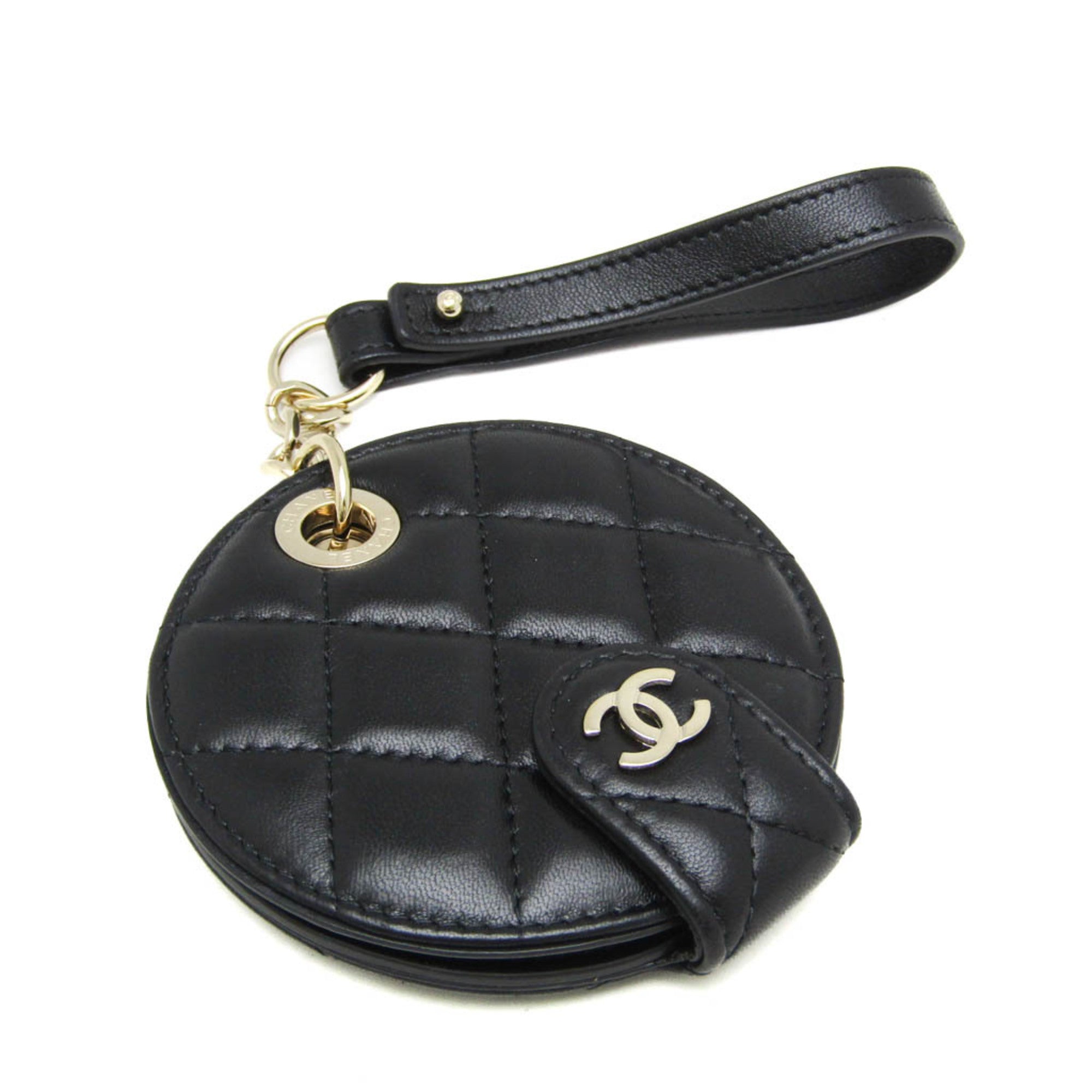 Chanel Name Tag Quilted Leather Black Leather Charms And Keychains Accessory (Pre-Owned)