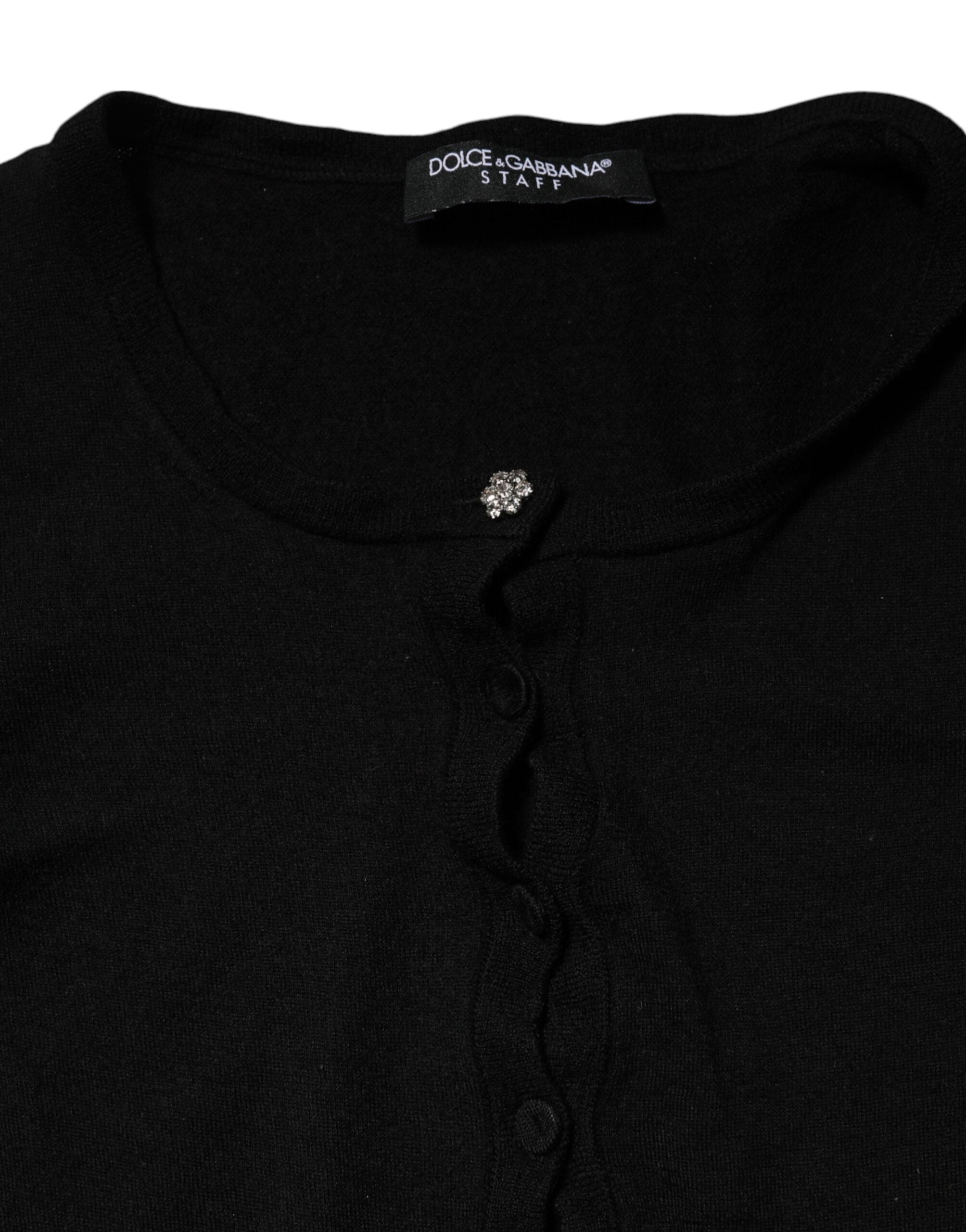Dolce & Gabbana Black STAFF Round Neck Cardigan Women's Sweater (Pre-Owned)