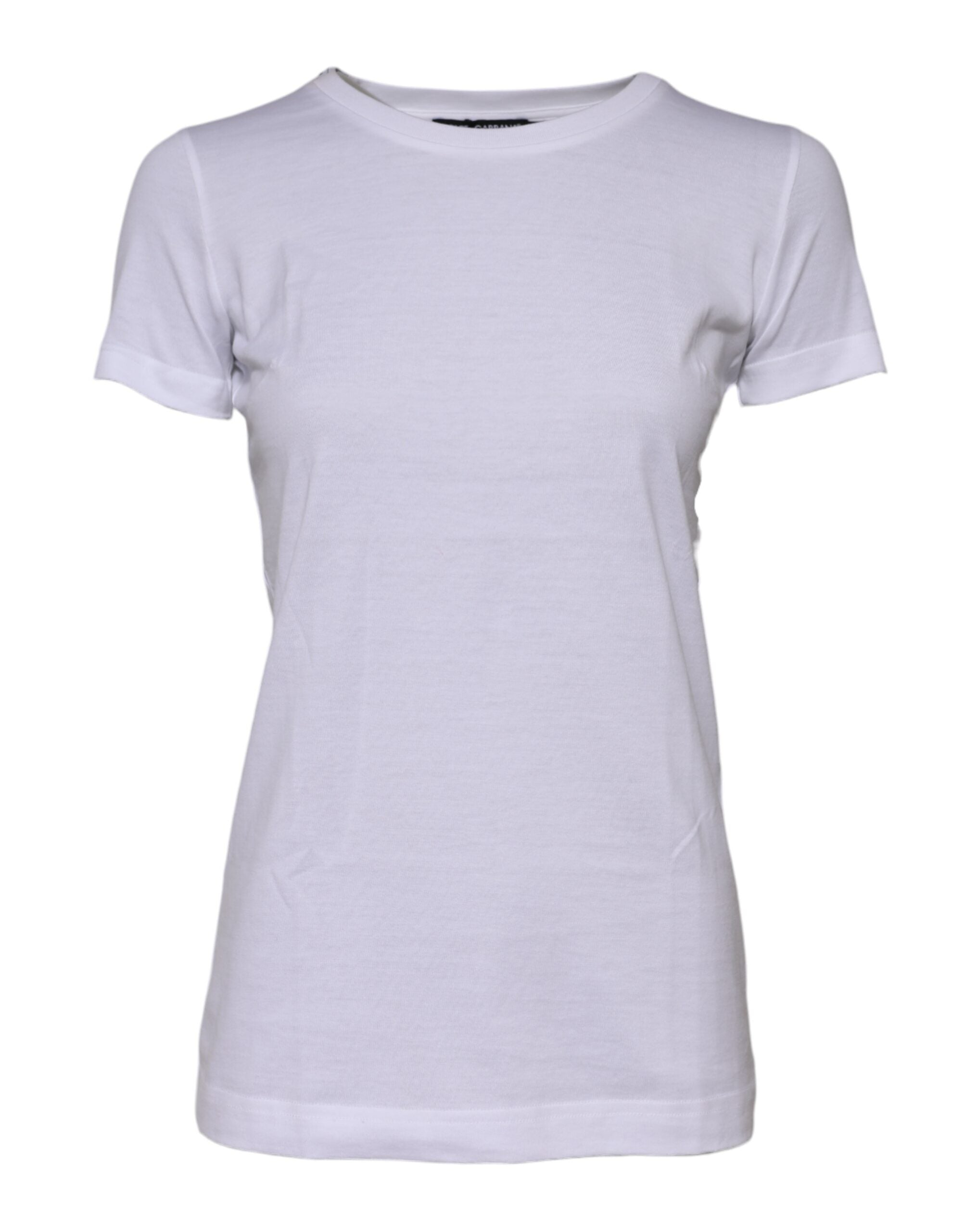 Dolce & Gabbana White Cotton Crew Neck Short Sleeves Women's T-shirt