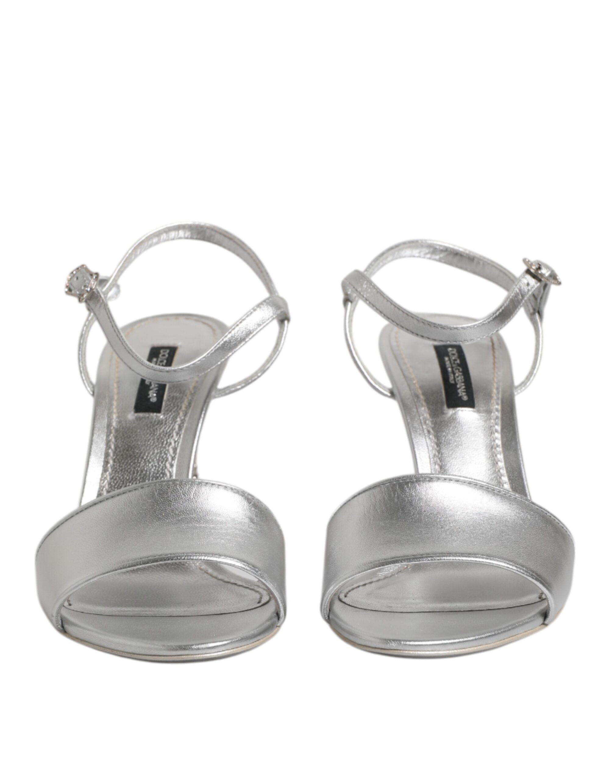 Dolce & Gabbana Silver KEIRA Heels Ankle Strap Sandals Women's Shoes (Pre-Owned)