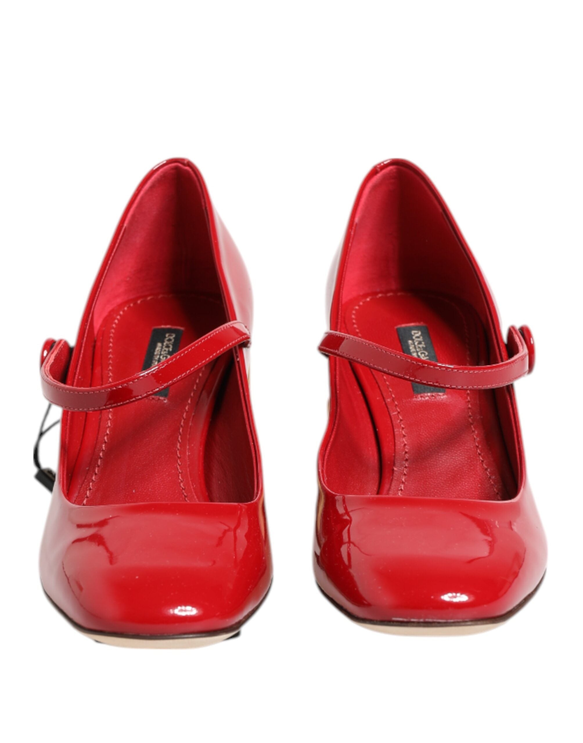 Dolce & Gabbana Red Leather DG Logo Heels Sandals Women's Shoes