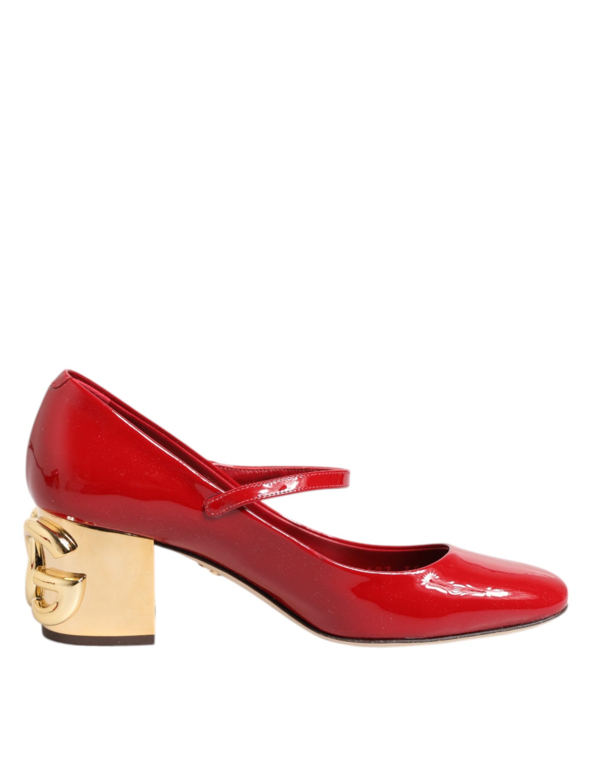Dolce & Gabbana Red Leather DG Logo Heels Sandals Women's Shoes