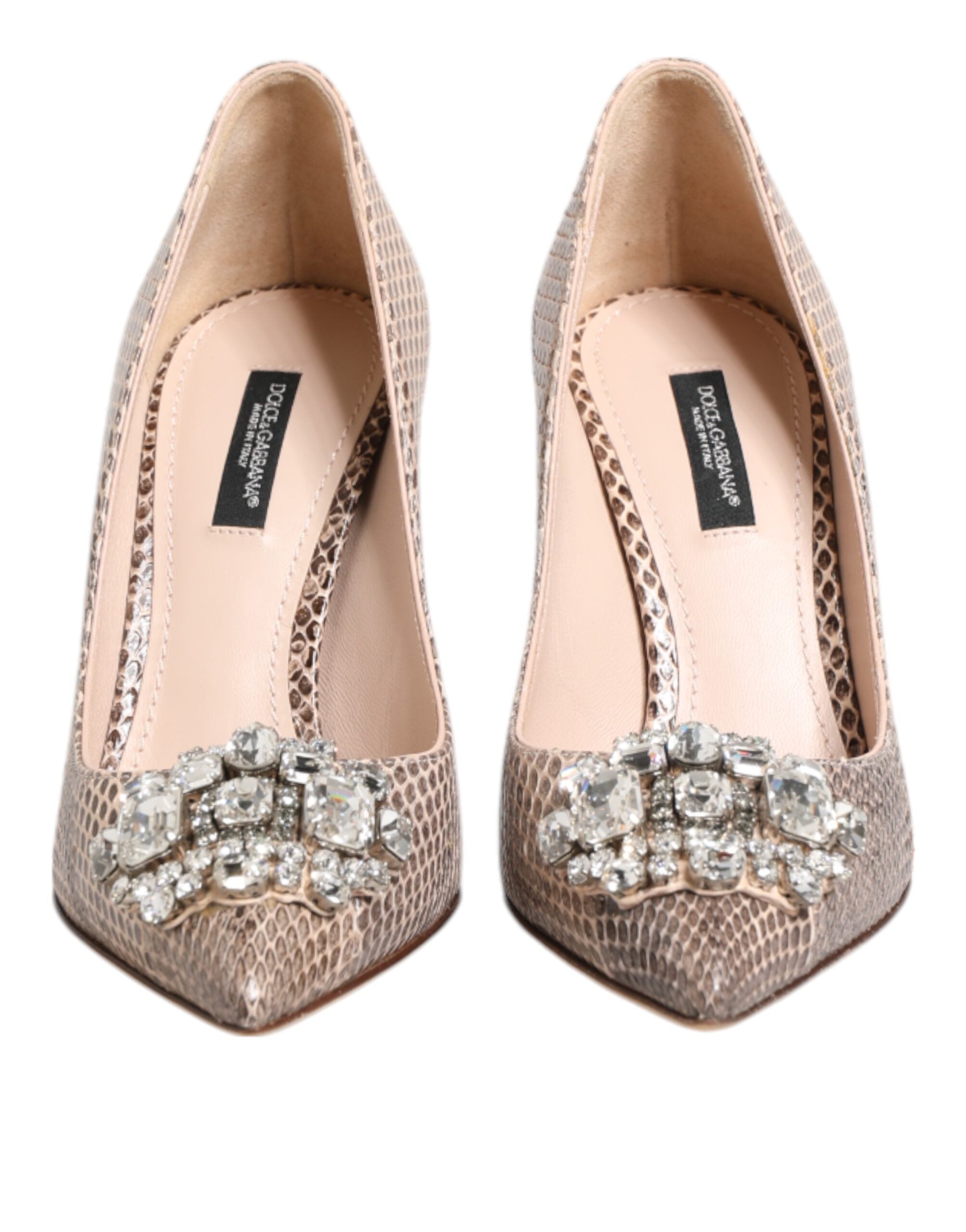 Dolce & Gabbana Beige Leather Crystal Embellished Pumps Women's Shoes (Pre-Owned)