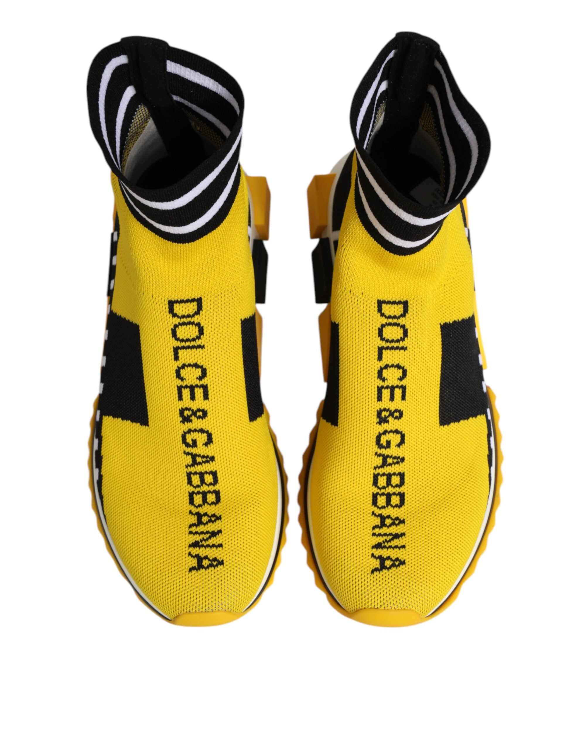 Dolce & Gabbana Yellow Black Sorrento Socks Sneakers Women's Shoes