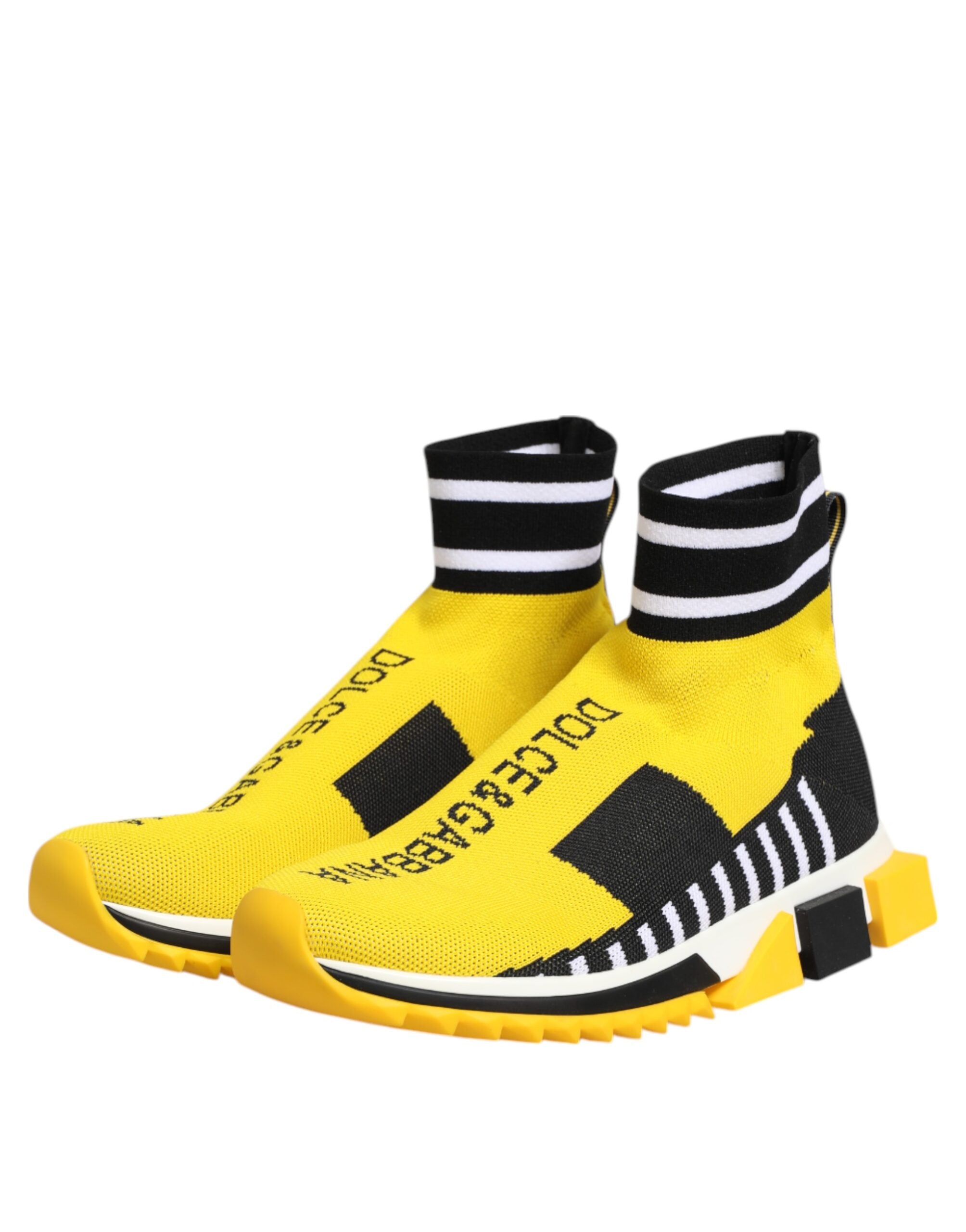 Dolce & Gabbana Yellow Black Sorrento Socks Sneakers Women's Shoes