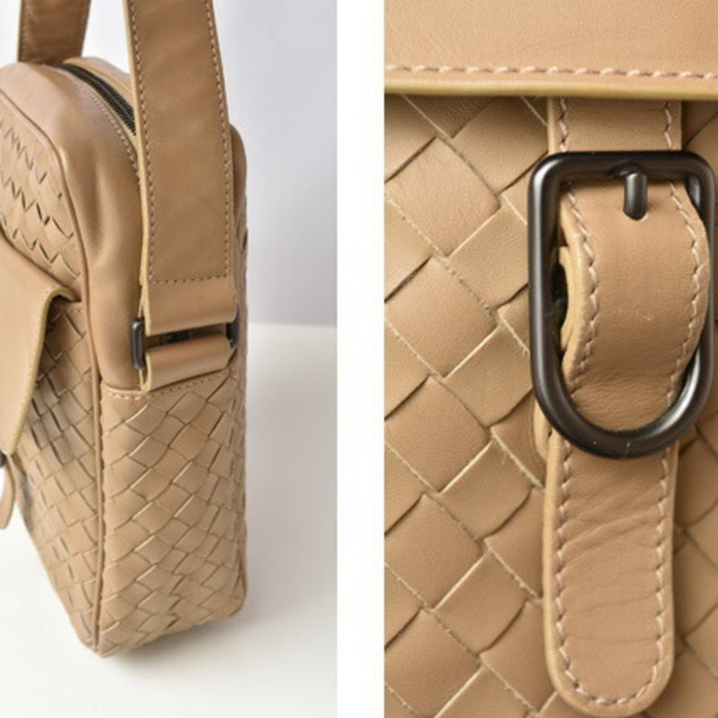 Bottega Veneta Intrecciato Camel Leather Shoulder Bag (Pre-Owned)