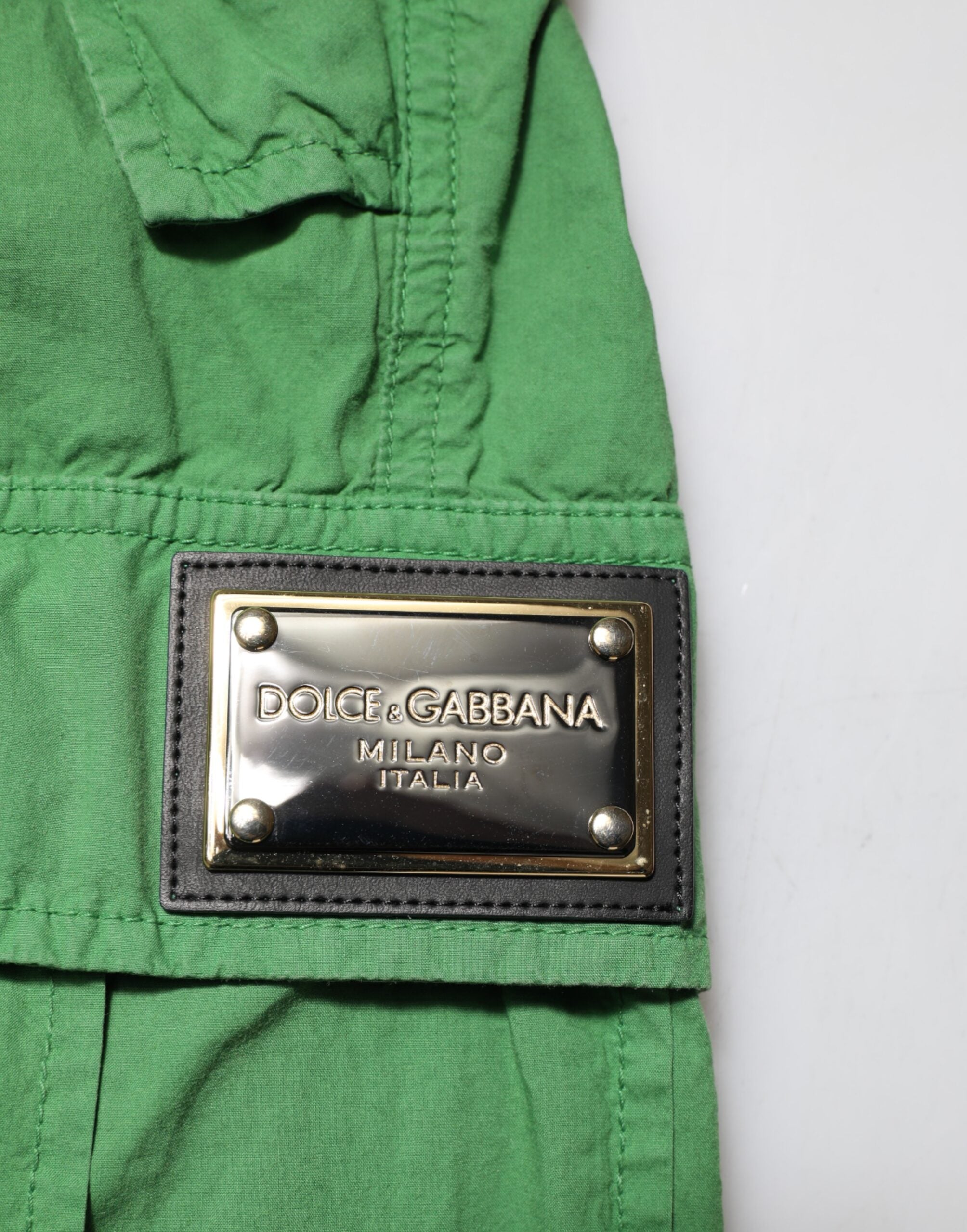 Dolce & Gabbana Green Cotton High Waist Cargo Trouser Women's Pants