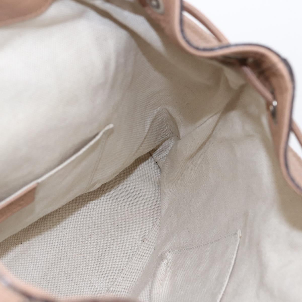 Gucci Vintage Bamboo Leather Beige Leather Backpack Bag (Pre-Owned)
