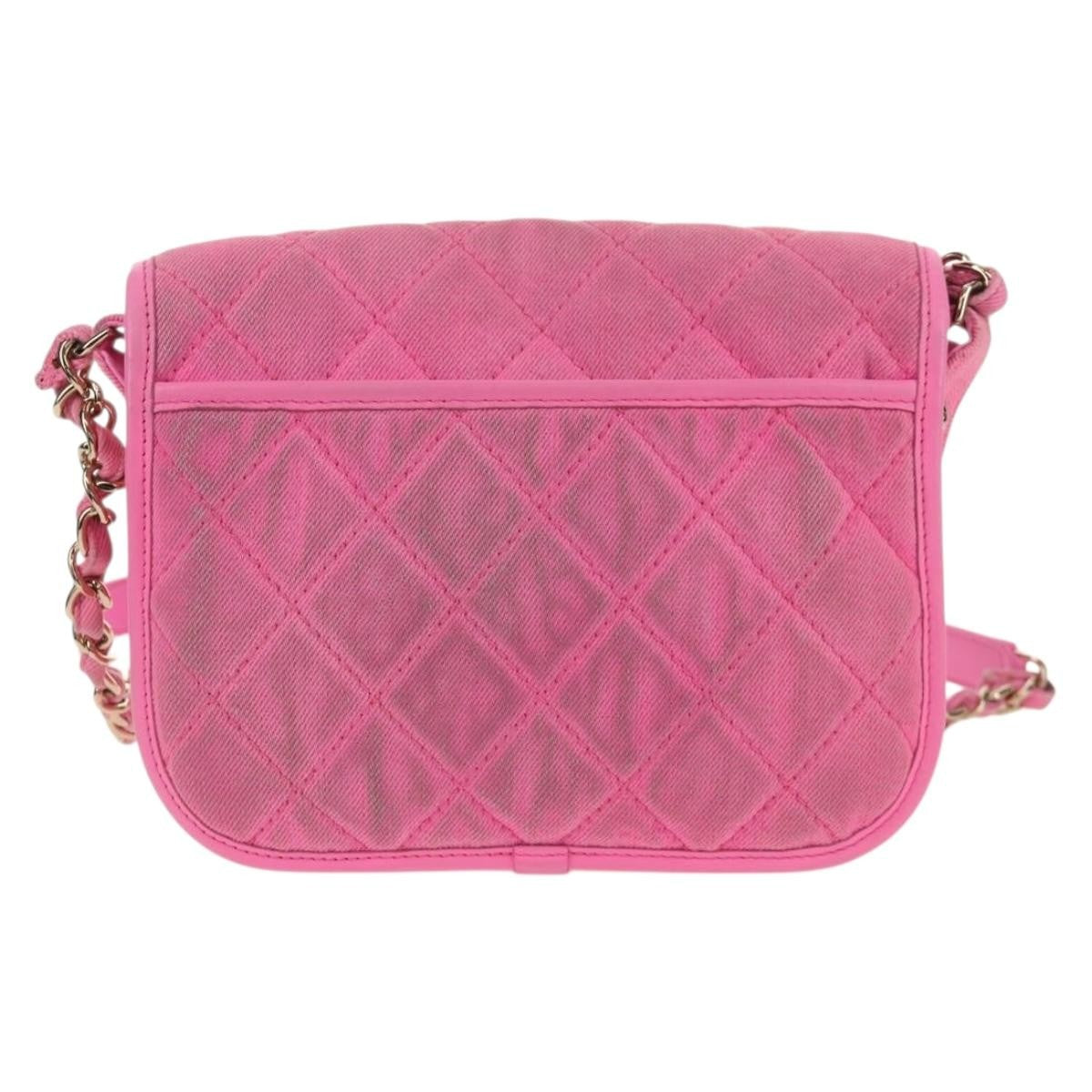 Chanel Flap Messenger Quilted Denim Pink Canvas Shoulder Bag Bag (Pre-Owned)