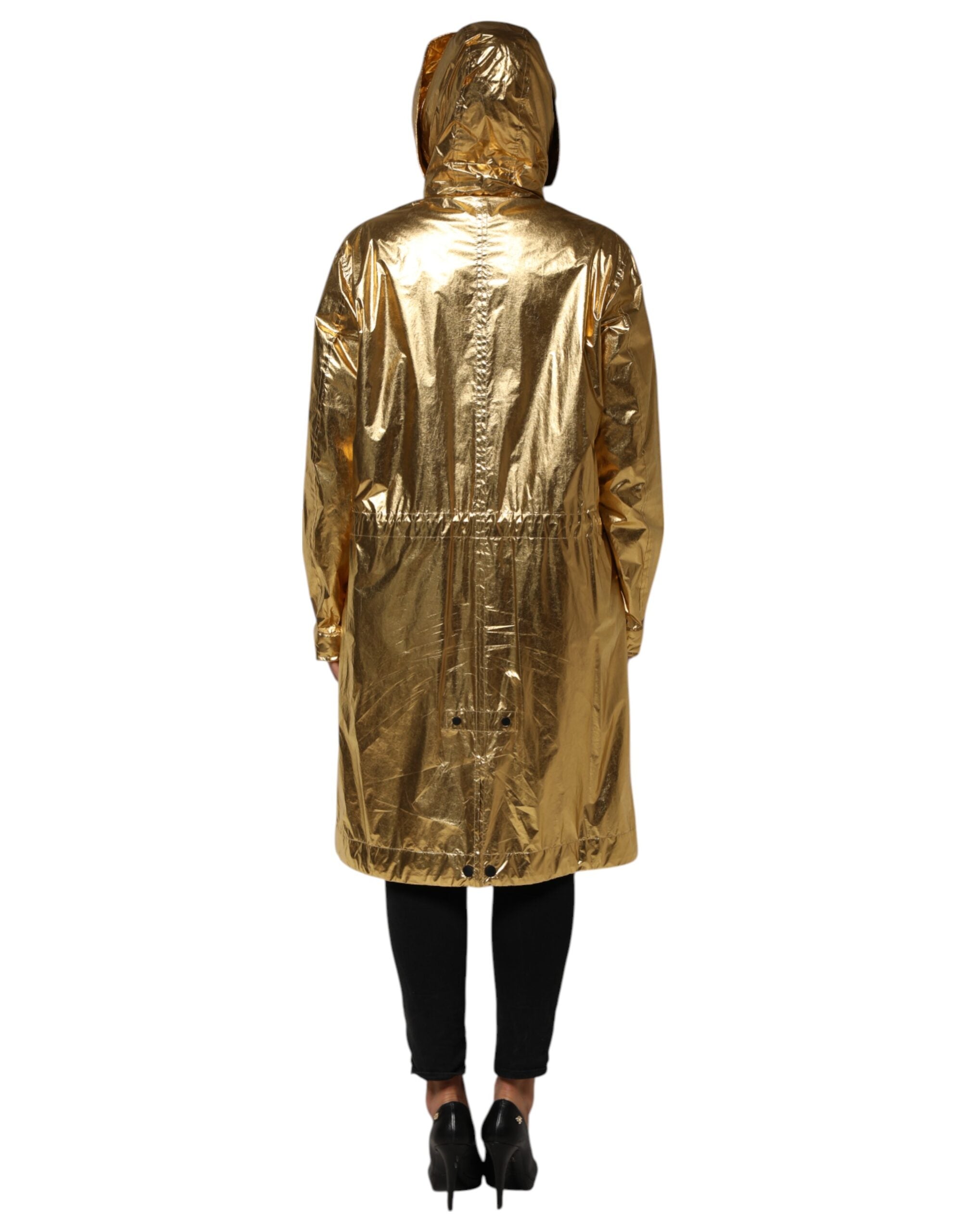 Dolce & Gabbana Gold Hooded Long Sleeves Trench Coat Women's Jacket