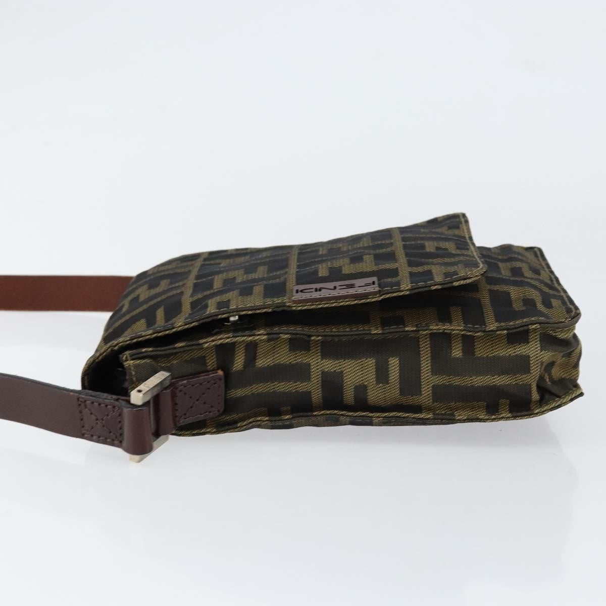 Fendi Flat Messenger Zucca Canvas Brown Canvas Shoulder Bag Bag (Pre-Owned)