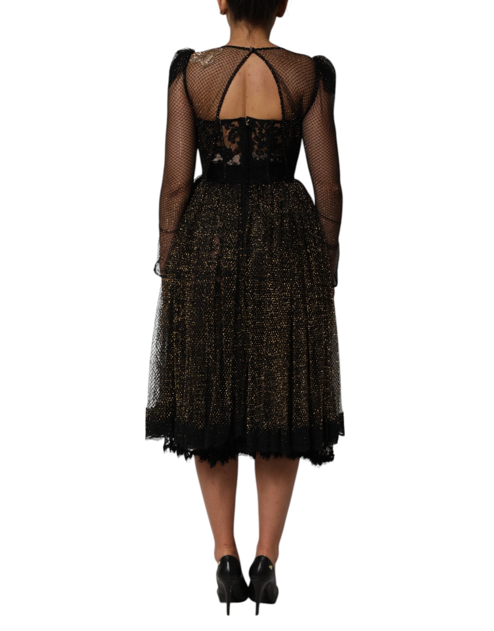 Dolce & Gabbana Black Crystal Heart Embellished A-line Women's Dress (Pre-Owned)