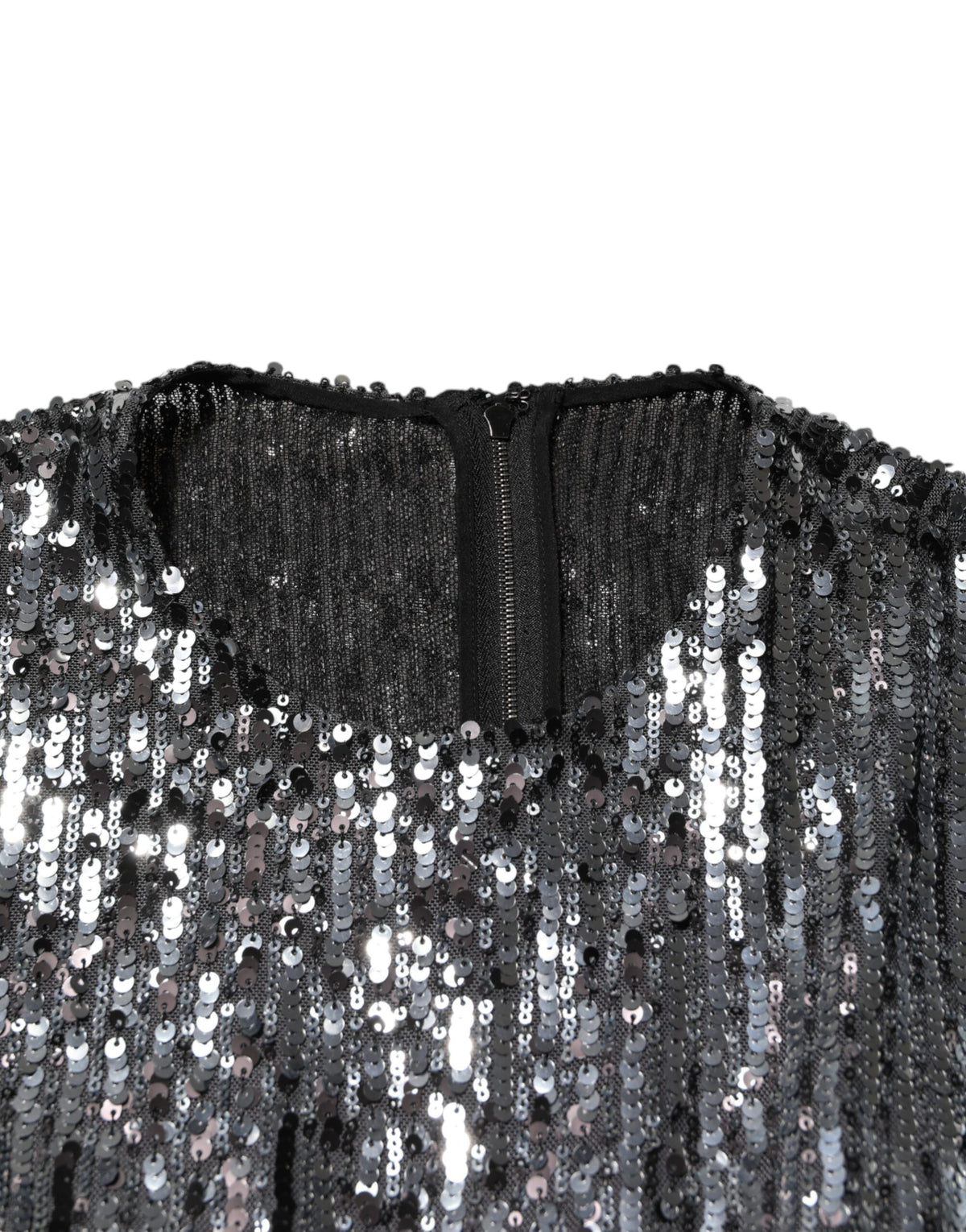Dolce & Gabbana Black Sequined Long Sleeves Midi A-line  Women's Dress