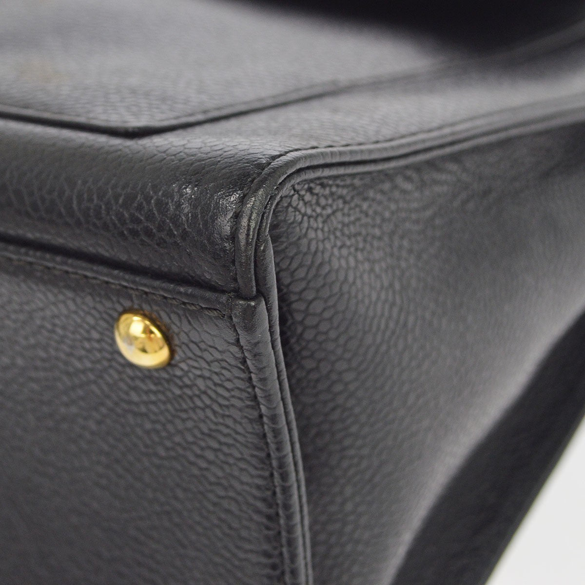 Chanel Vintage Front Pocket Quilted Caviar Black Leather Shoulder Bag Bag (Pre-Owned)