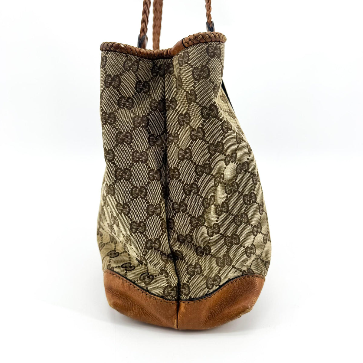 Gucci Bella Gg Canvas With Leather Brown Canvas Tote Bag Bag (Pre-Owned)