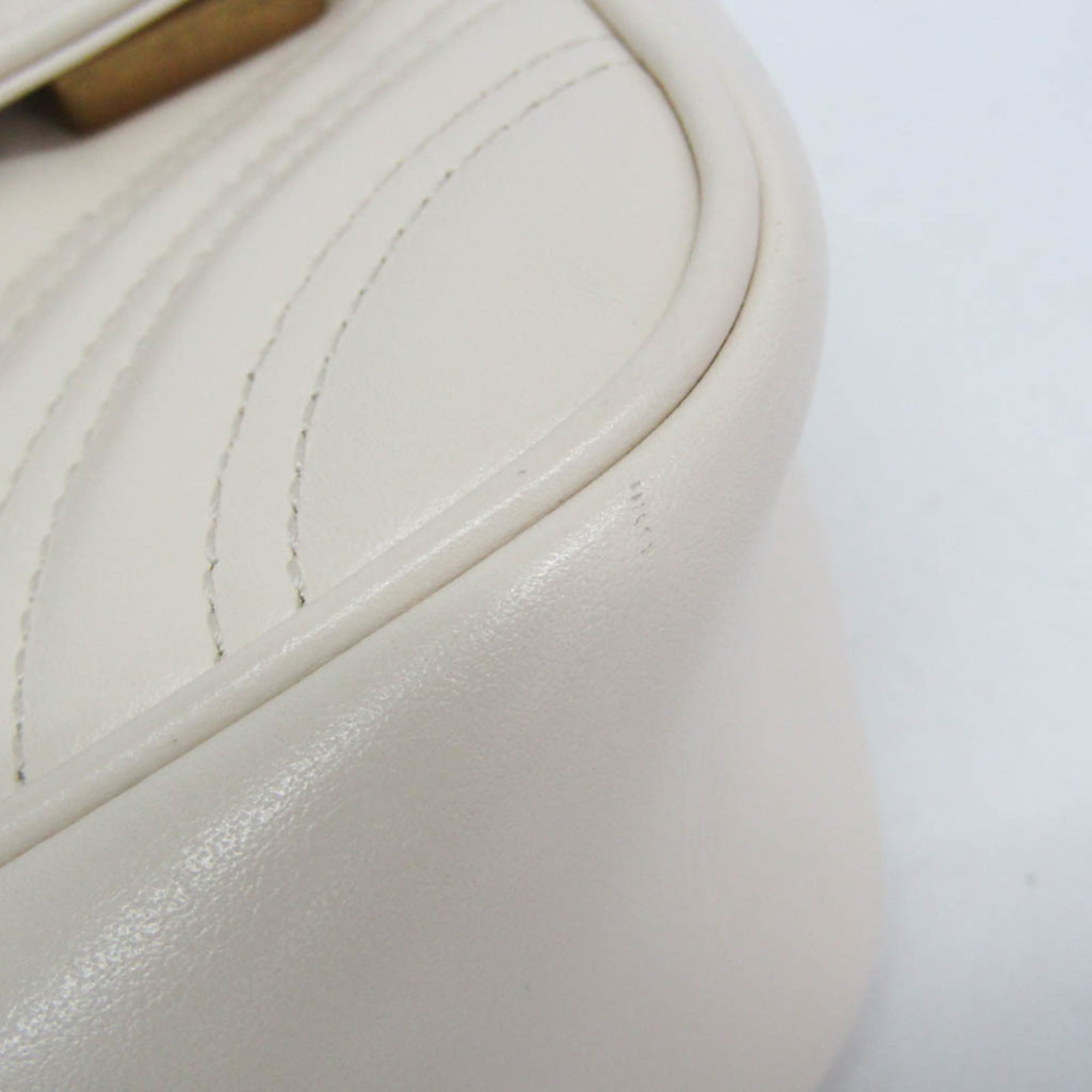 Gucci Gg Marmont Square Flap Matelasse Leather White Leather Shoulder Bag Bag (Pre-Owned)