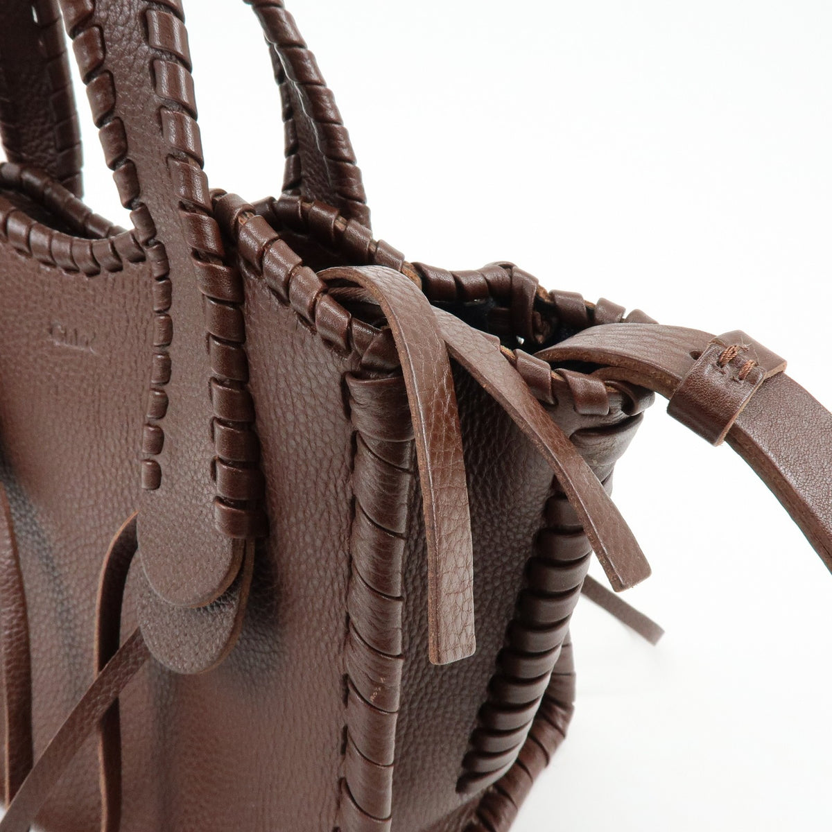 Chloe Mony Leather Brown Leather Tote Bag Bag (Pre-Owned)