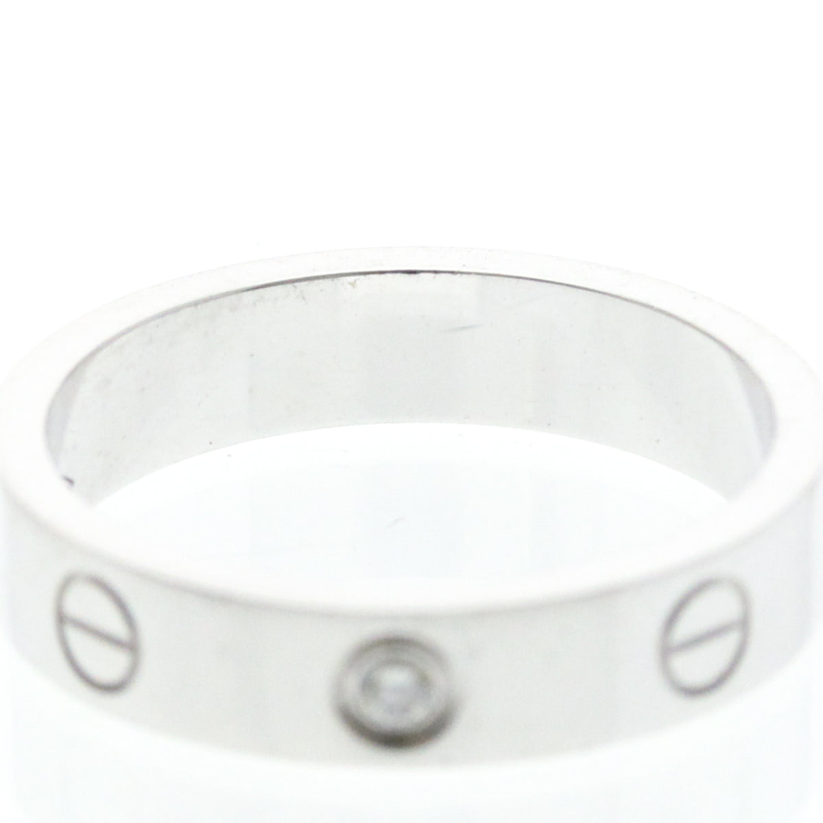 Cartier Love 1 Diamond Band White Gold And Diamond Silver White_Gold Ring Jewelry (Pre-Owned)
