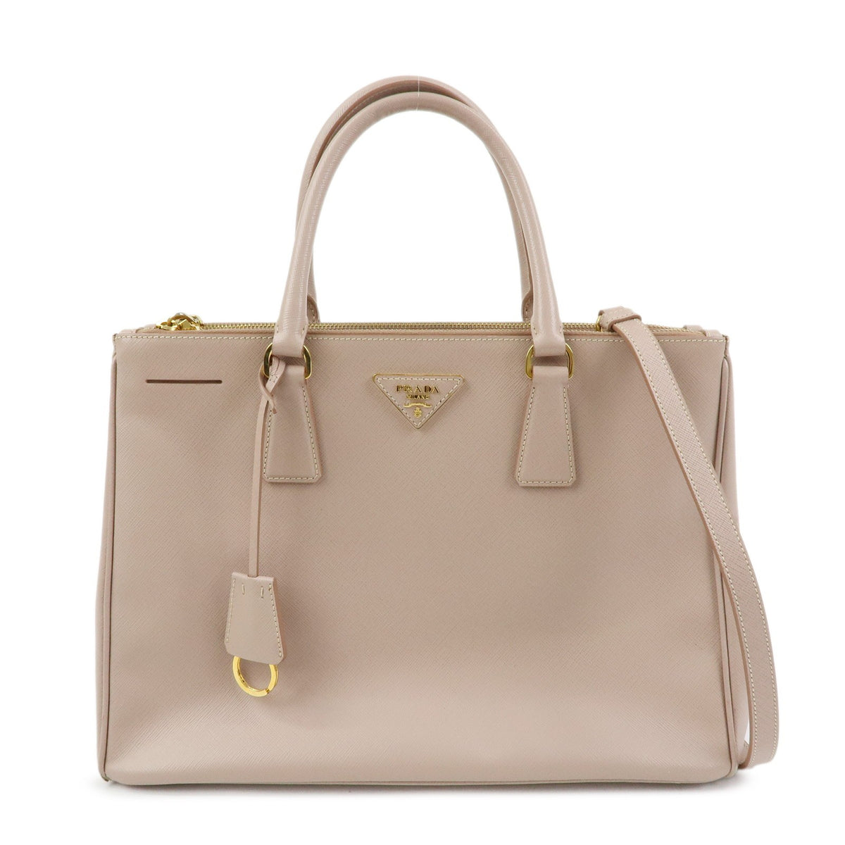 Prada Galliera Saffiano Leather With Applique Pink Leather Handbag (Pre-Owned)