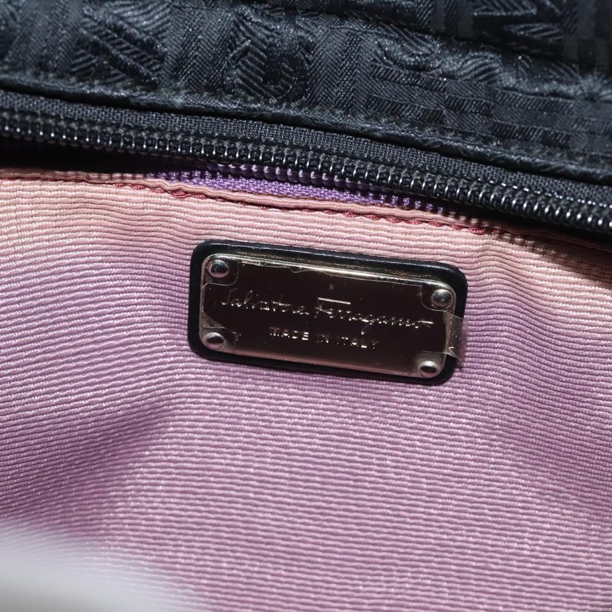 Salvatore Ferragamo Shoulder Canvas Black Canvas Shoulder Bag Bag (Pre-Owned)
