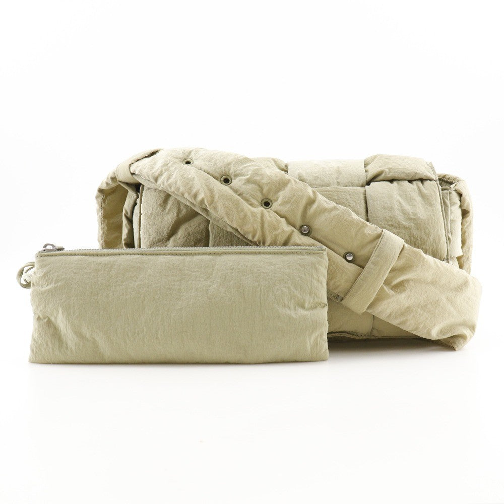 Bottega Veneta Padded Tech Cassette Intrecciato Nylon Khaki Nylon Shoulder Bag Bag (Pre-Owned)