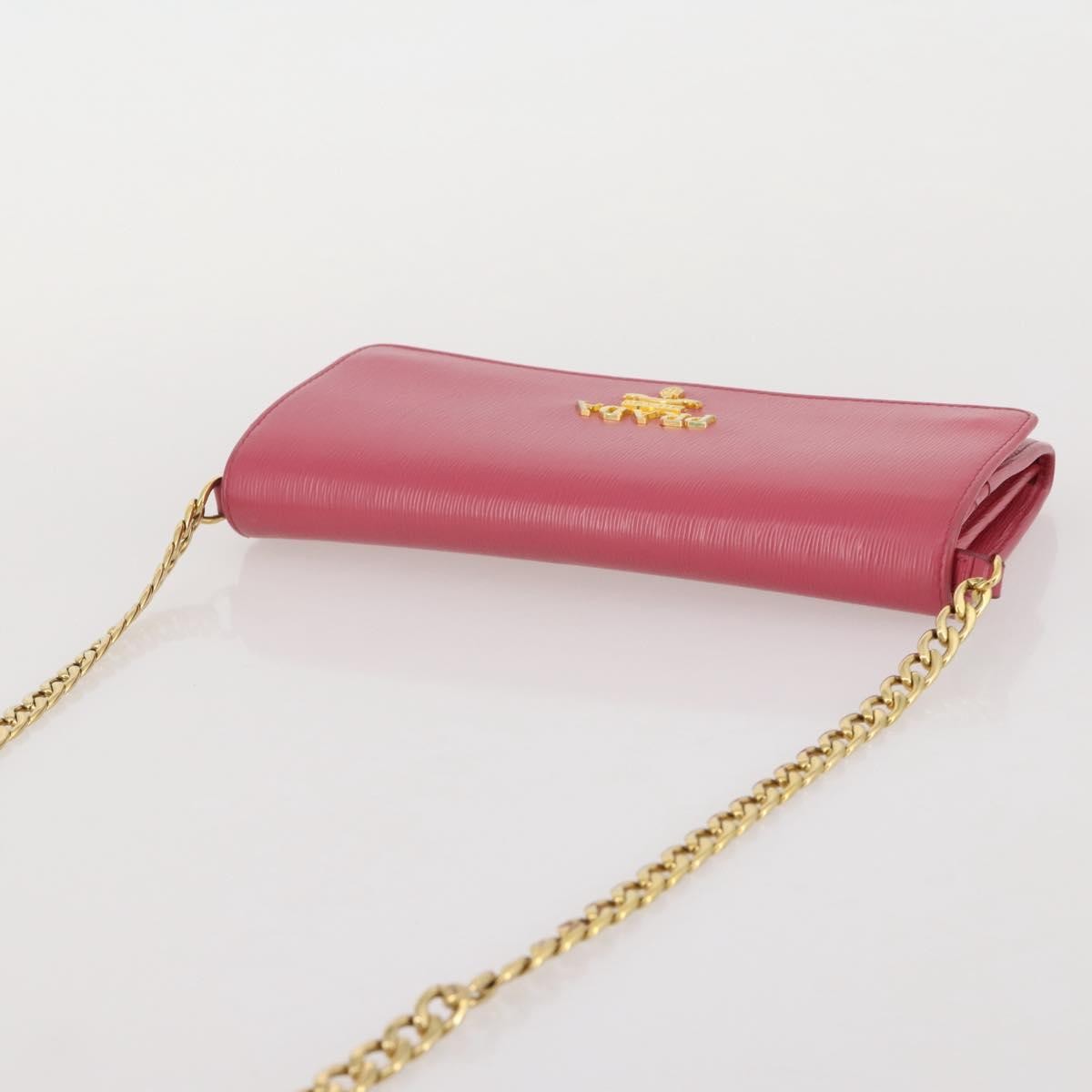 Prada Wallet On Chain Saffiano Leather Pink Leather Crossbody Bag Bag (Pre-Owned)