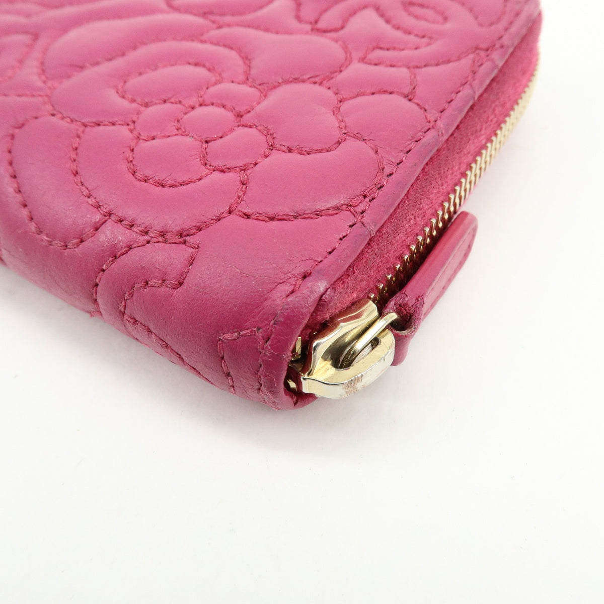 Chanel Zip Around Camellia Patent Pink Calfskin Wallets Accessory (Pre-Owned)