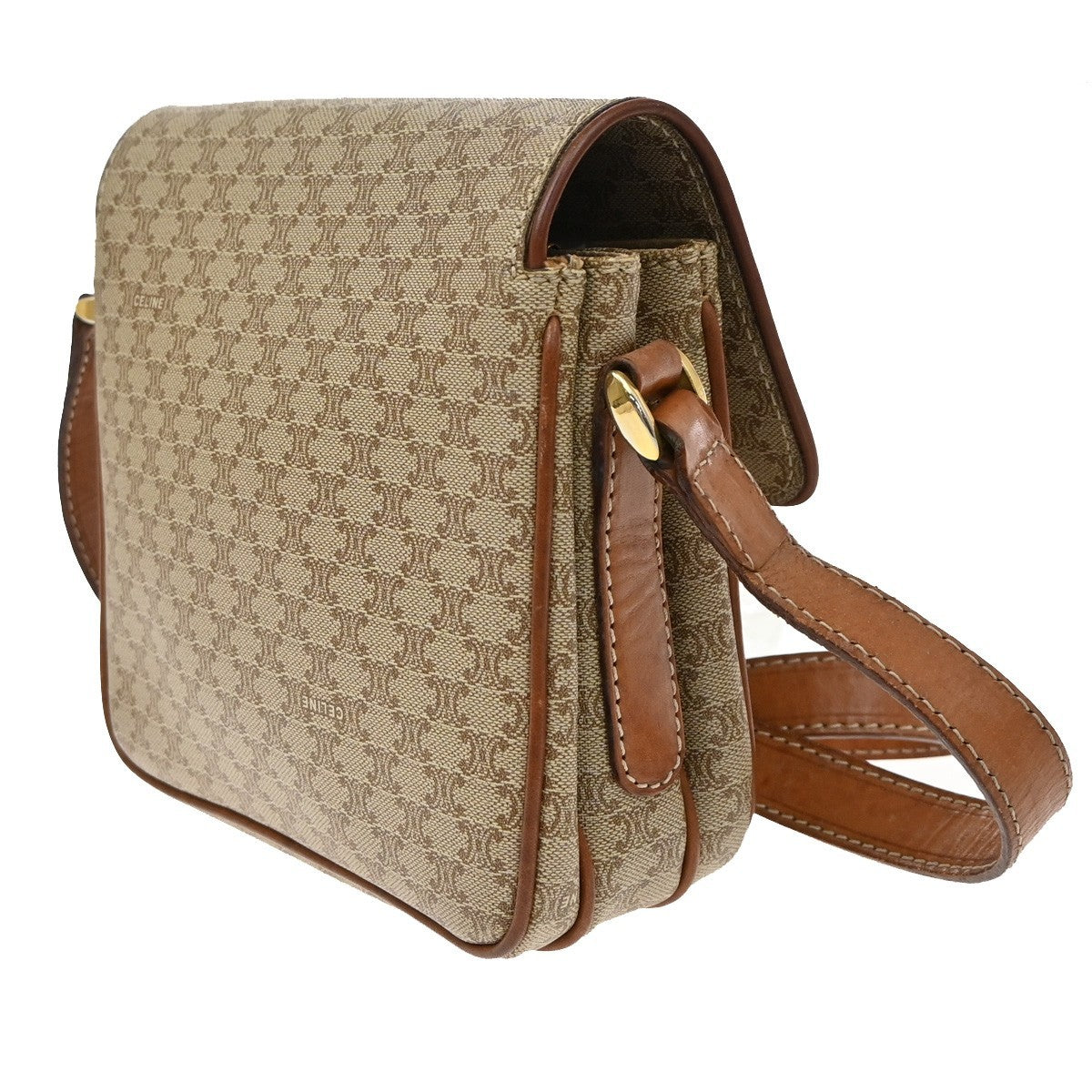Celine Vintage Macadam Canvas Beige Canvas Shoulder Bag Bag (Pre-Owned)